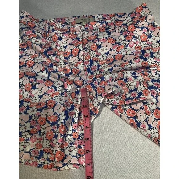 Talbots Floral Shorts Sz 8 Pink Blue White Flat Front Welt Back Pockets Summer - Picture 9 of 9